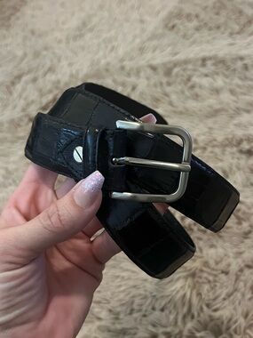 Men’s Black Belt 36 Crocodile Embossed Leather Belt 36